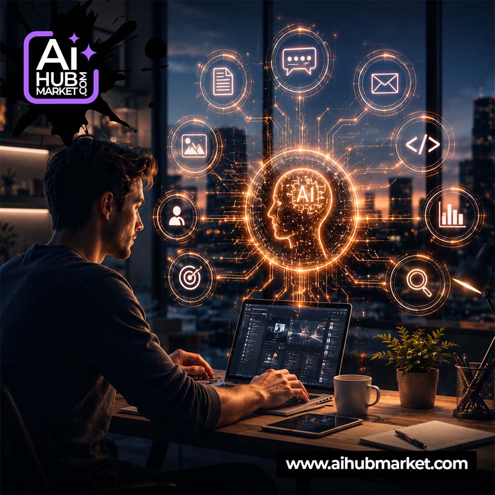 A freelancer using AI for improved productivity