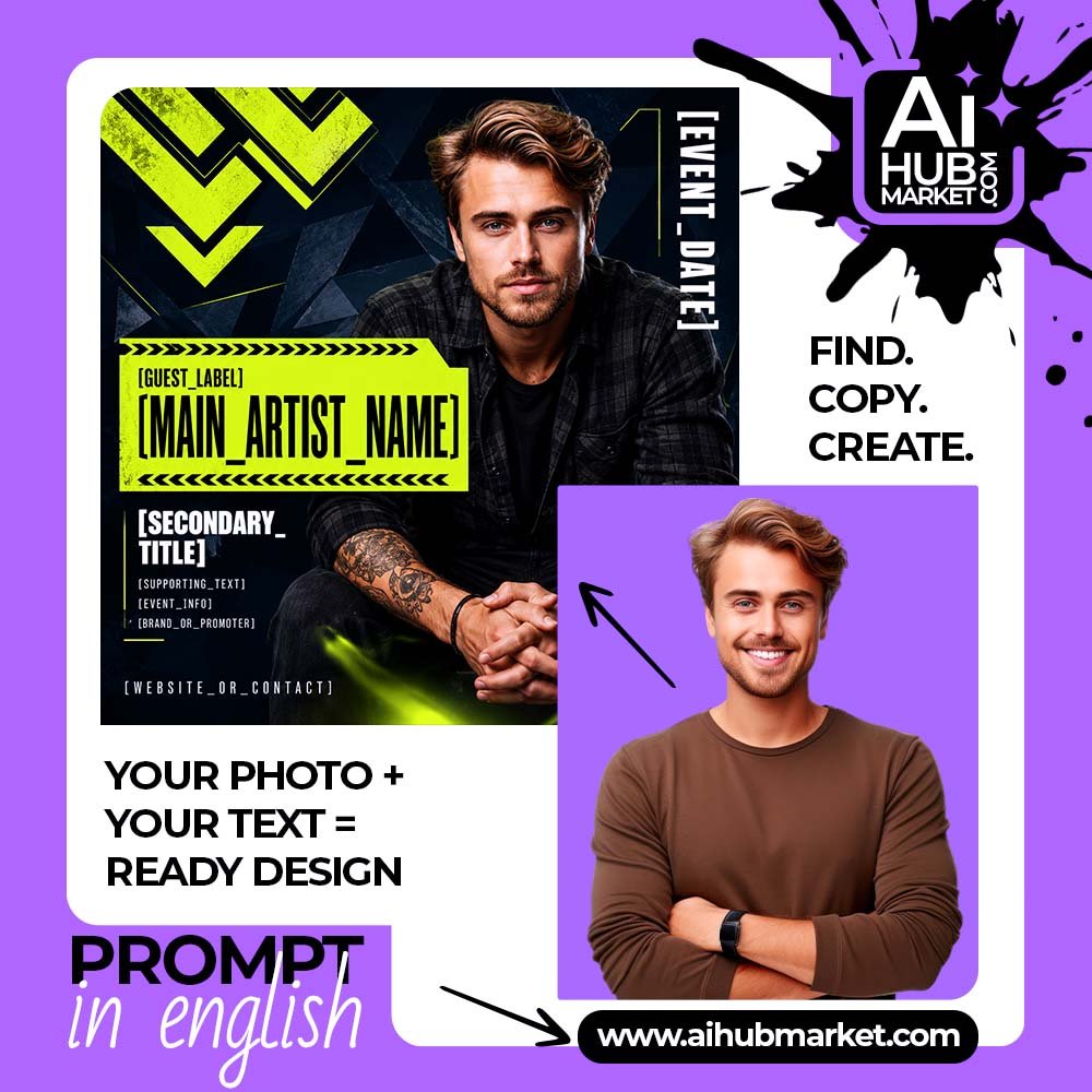 Prompt Acid Techno Artist Poster from Photo