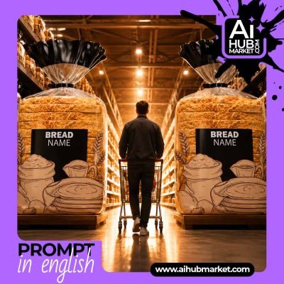 A shopper in front of large bread packages in a store.