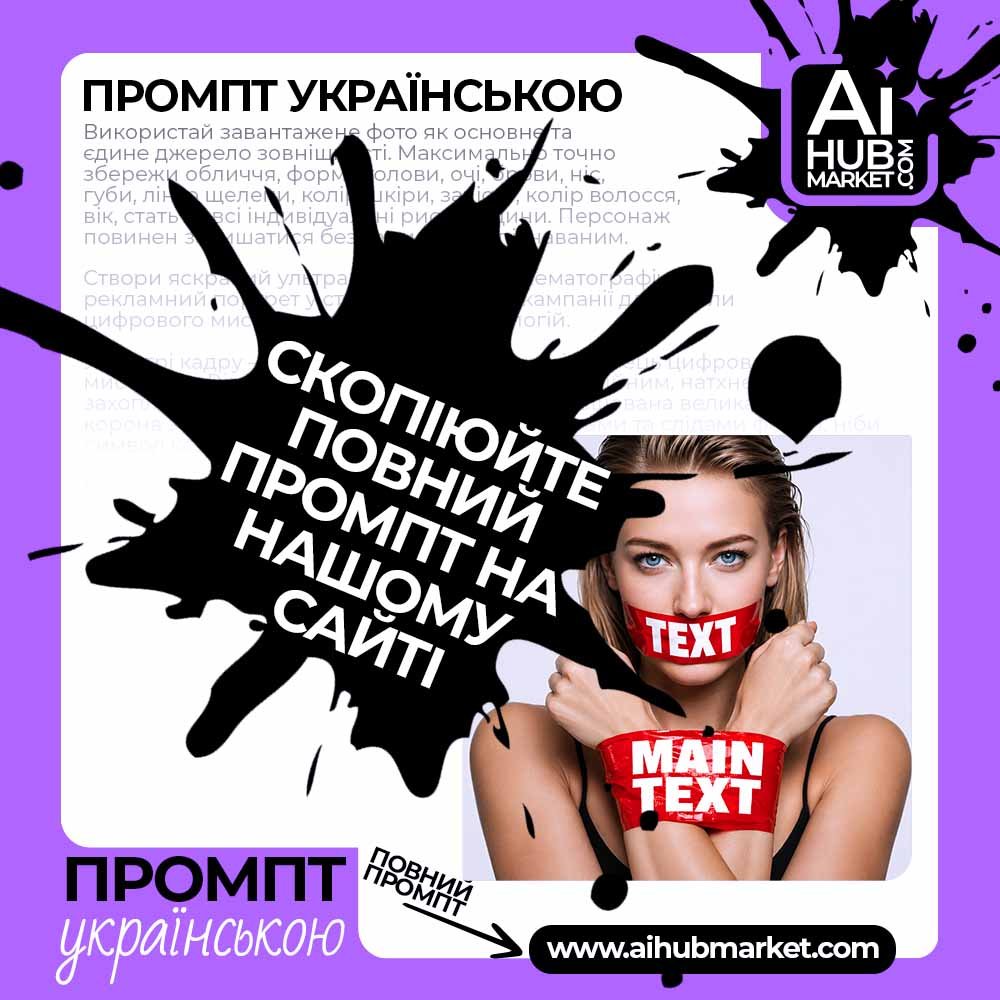 Промпт beauty-портрет із текстом на стрічці