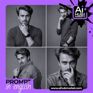 Prompt Black and White Studio Portrait — generation result example