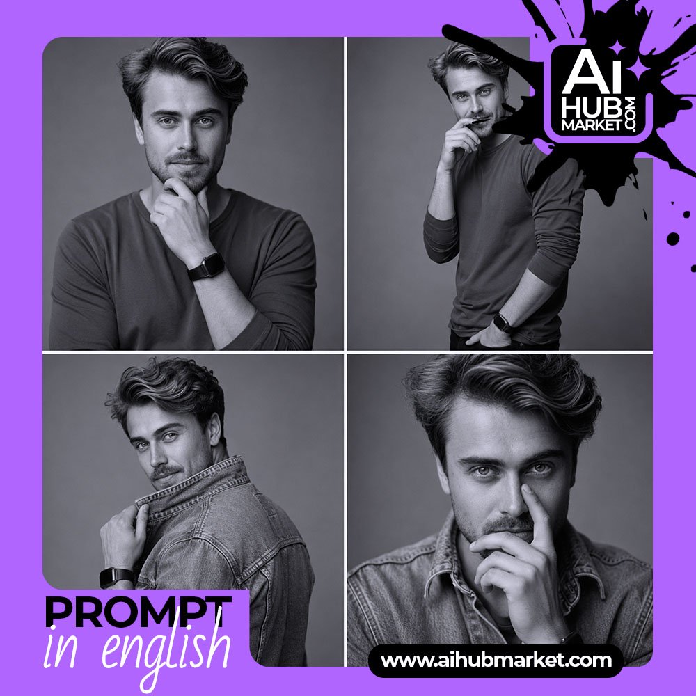Prompt Black and White Studio Portrait