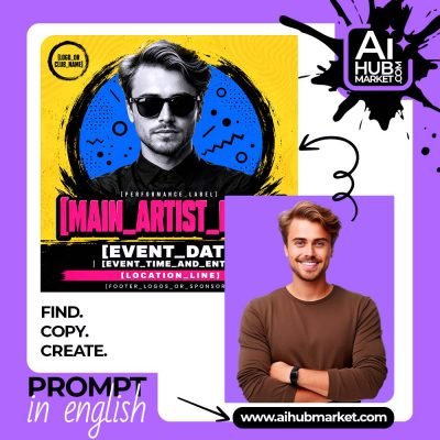 Bright pop-art club poster featuring a stylish artist