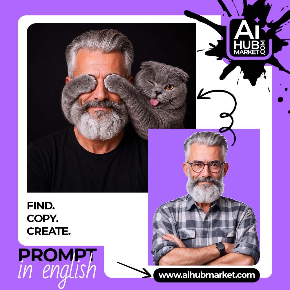 Prompt Cat Covers Eyes Portrait from Photo