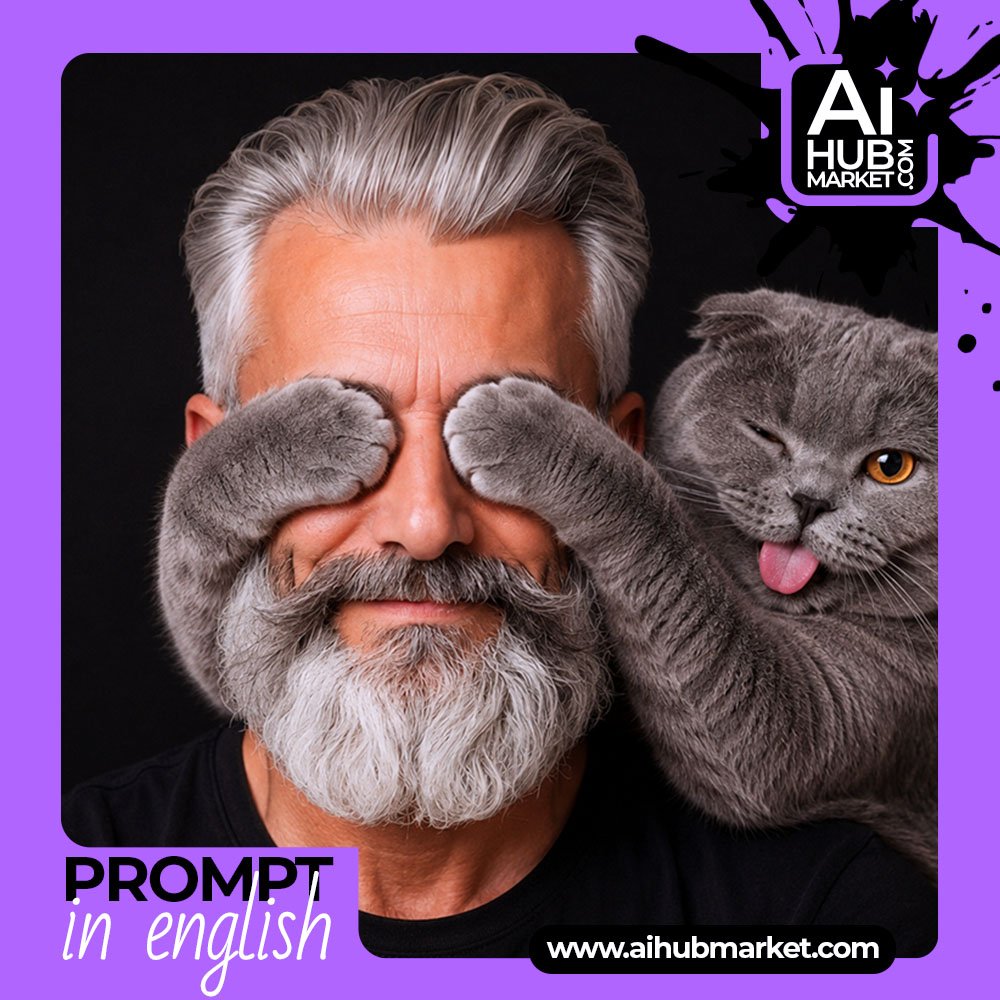 Prompt Cat Covers Eyes Portrait from Photo