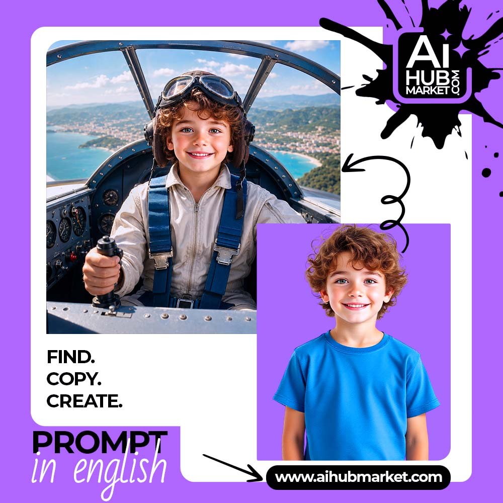 Prompt Child Pilot in an Aircraft Cockpit
