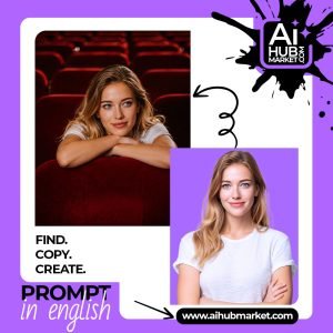 A cinematic portrait of a woman in a theater setting, showcasing emotion and depth.