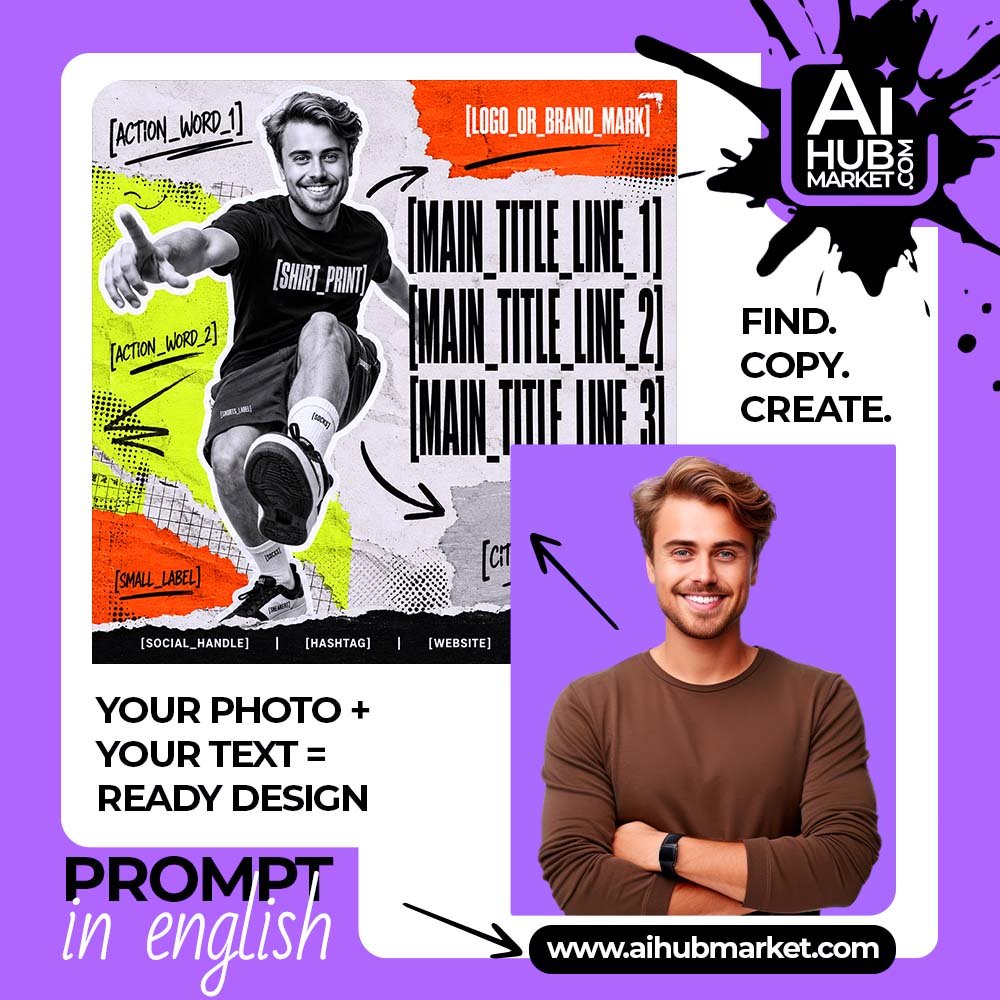 Prompt Collage Sports Poster with Person