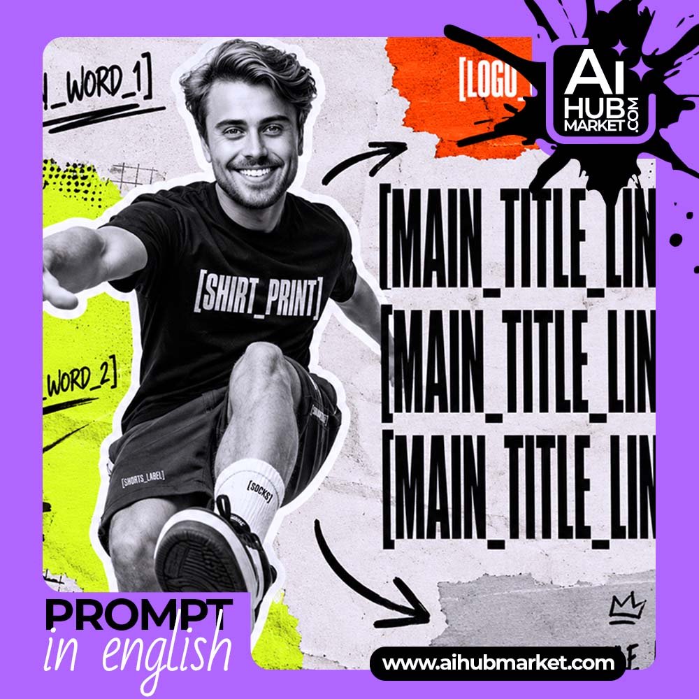 Prompt Collage Sports Poster with Person