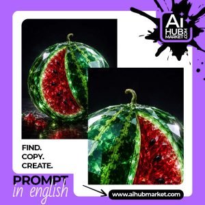A crystal watermelon sculpture showcasing vibrant colors.