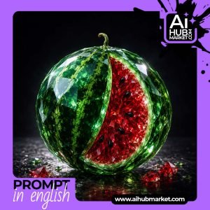 Close-up of a crystal watermelon highlighting intricate details.