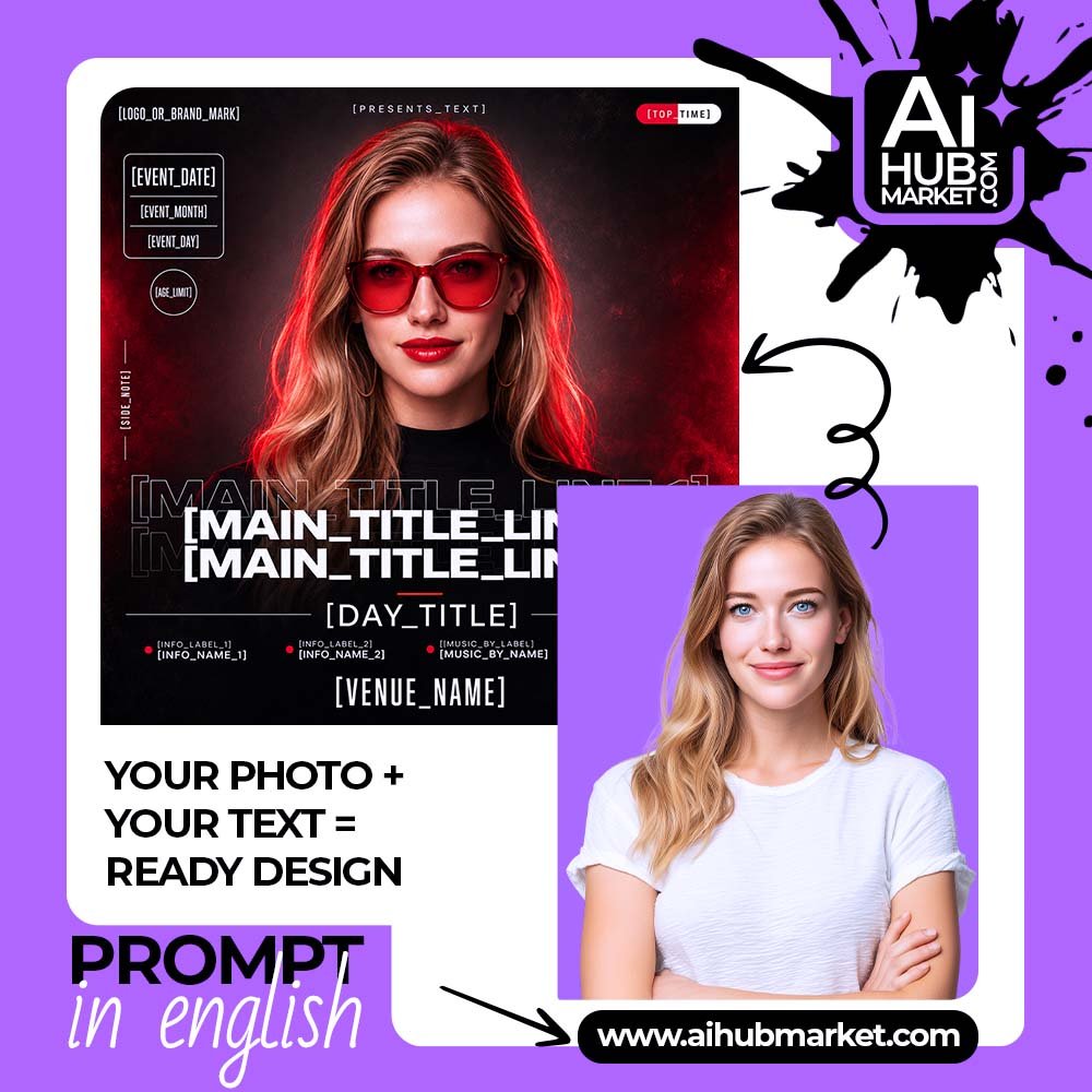 Prompt Dark Club Poster with Red Portrait