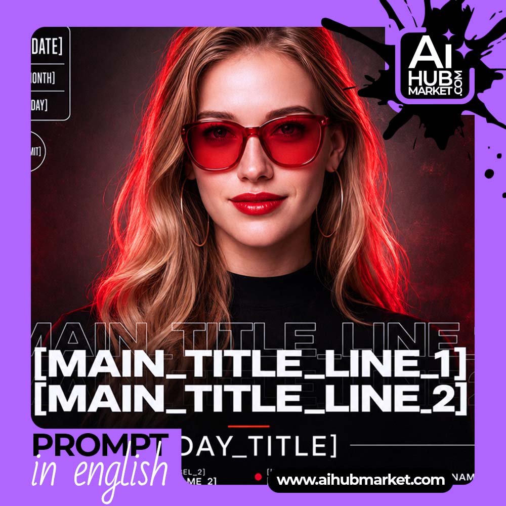 Prompt Dark Club Poster with Red Portrait