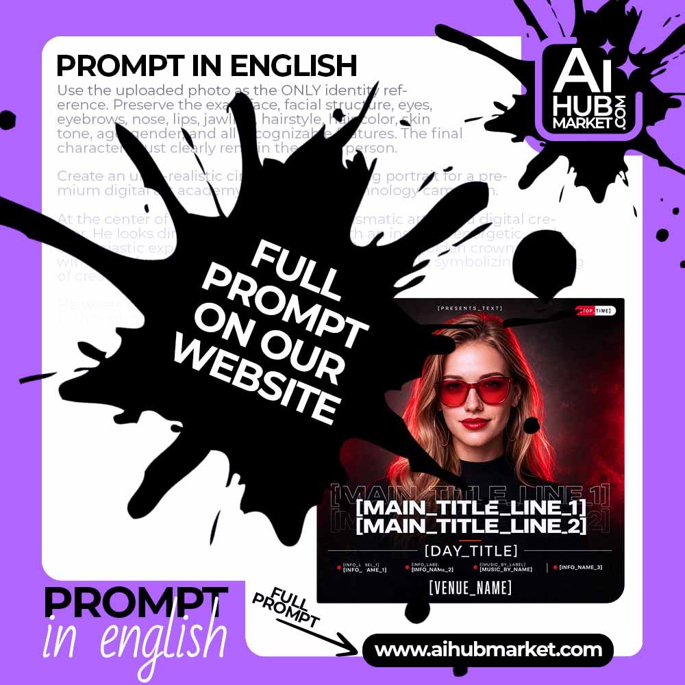 Prompt Dark Club Poster with Red Portrait