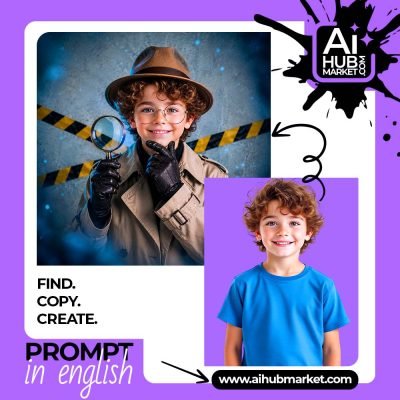 A child dressed as a detective holding a magnifying glass.