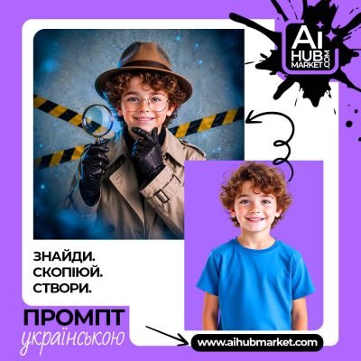 Детективний постер з дитиною у капелюсі