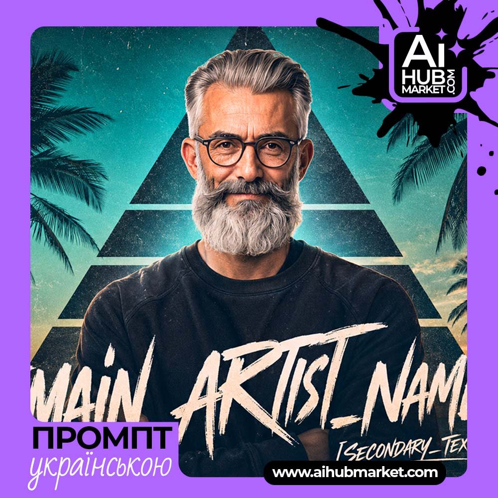 Промпт діджей-афіша з пальмами