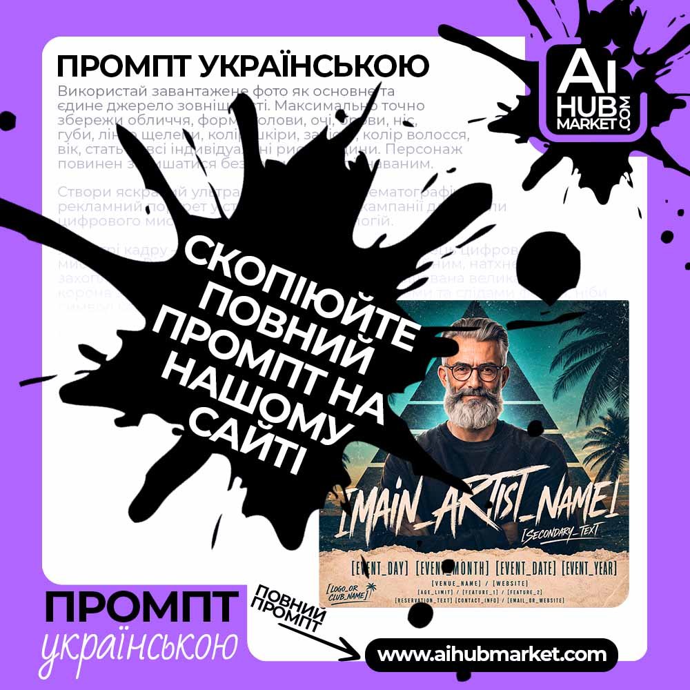 Промпт діджей-афіша з пальмами