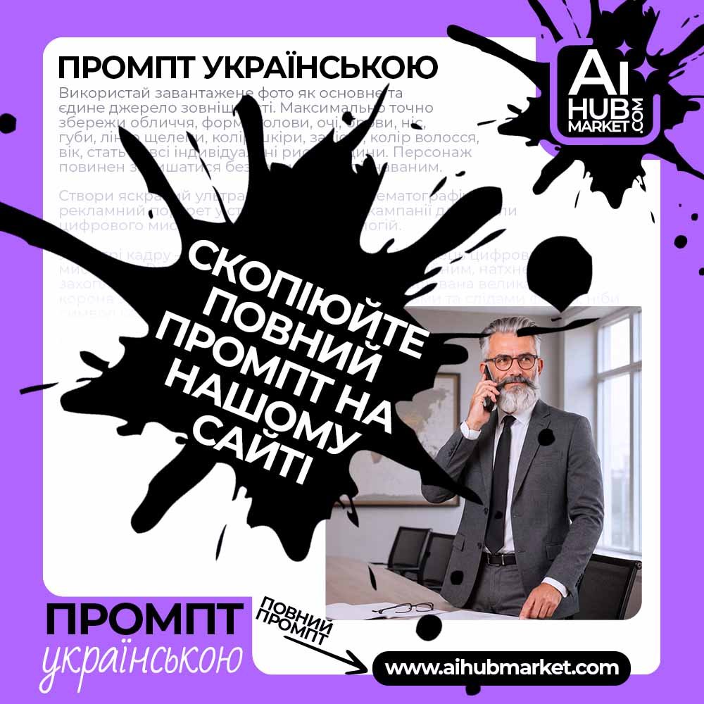 Промпт діловий портрет в офісі під час дзвінка