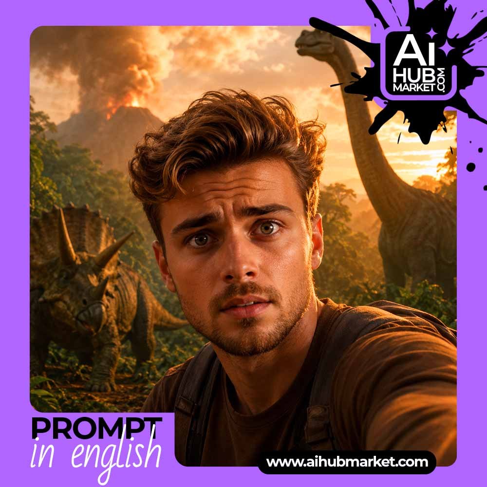 Prompt Dinosaur Jungle Selfie