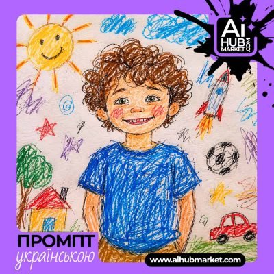 Дитина з усмішкою на фоні малюнка