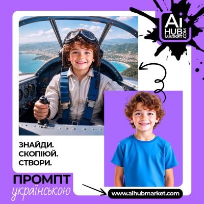 Дитина-пілот у кабіні літака з усмішкою