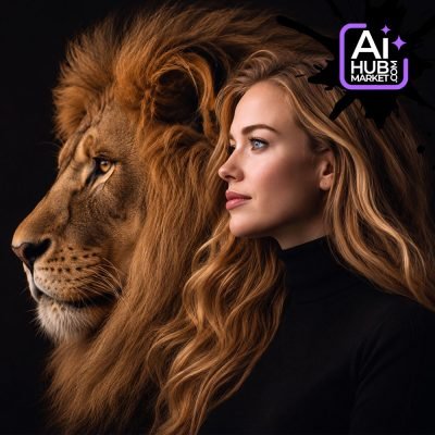Prompt Elegant Woman with Lion Portrait from Photo — generation result example