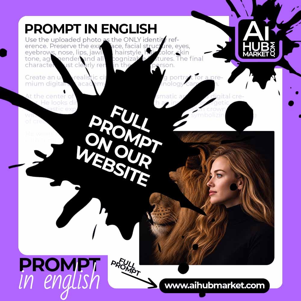 Prompt Elegant Woman with Lion Portrait from Photo