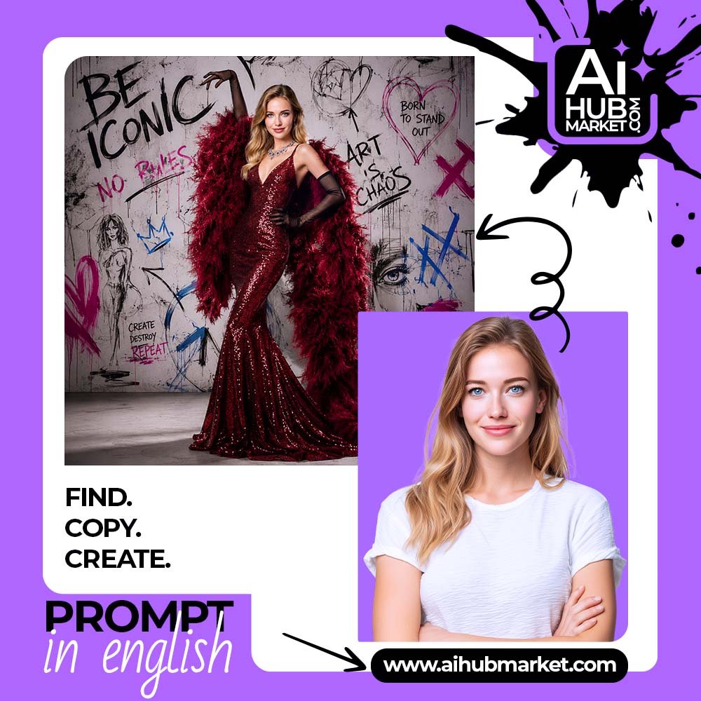 Prompt Fashion Portrait in a Sequined Gown