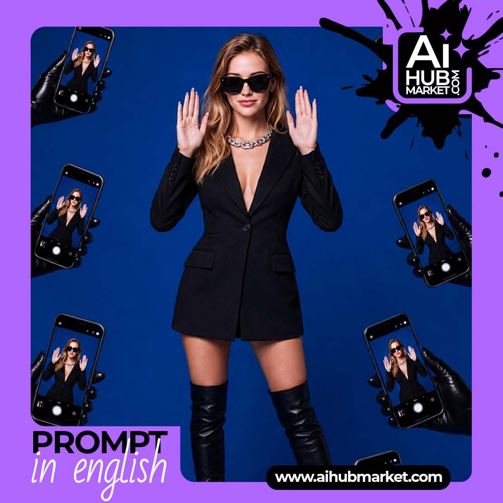 Prompt Fashion Portrait with Paparazzi Phones
