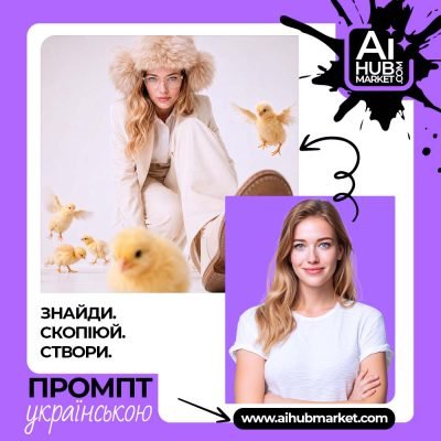 Модель у стильному одязі з курчатами