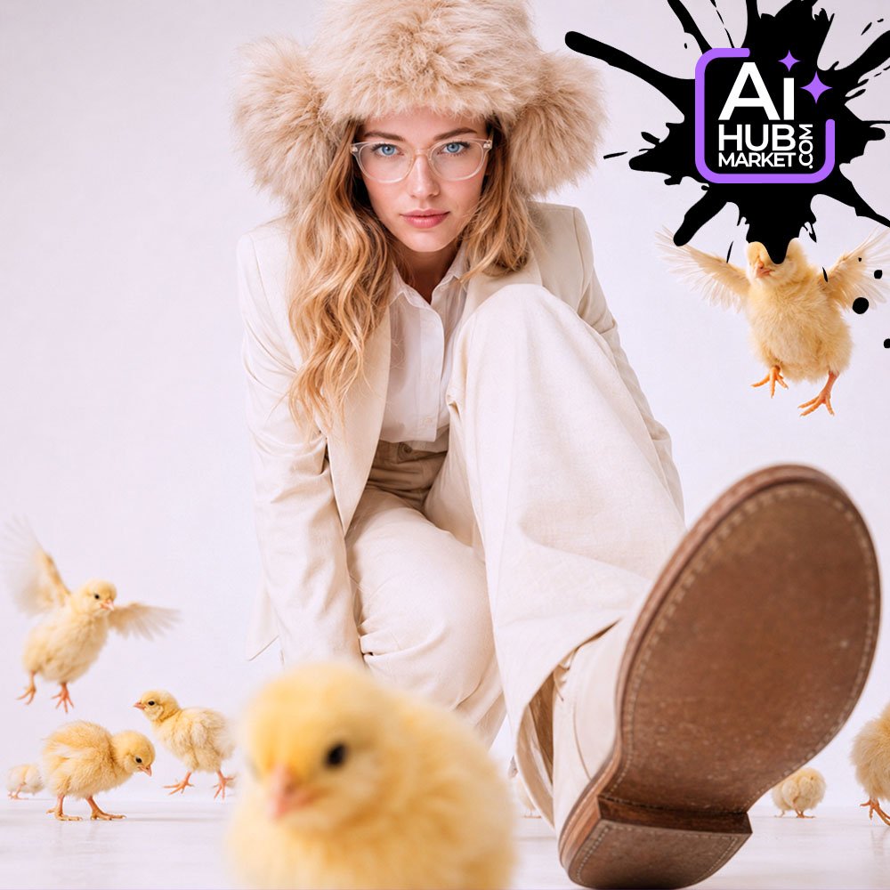 Промпт Fashion-портрет із курчатами