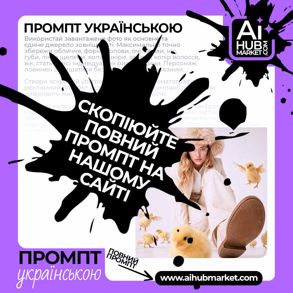 Промпт Fashion-портрет із курчатами