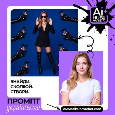 Стильний fashion-портрет на синьому фоні