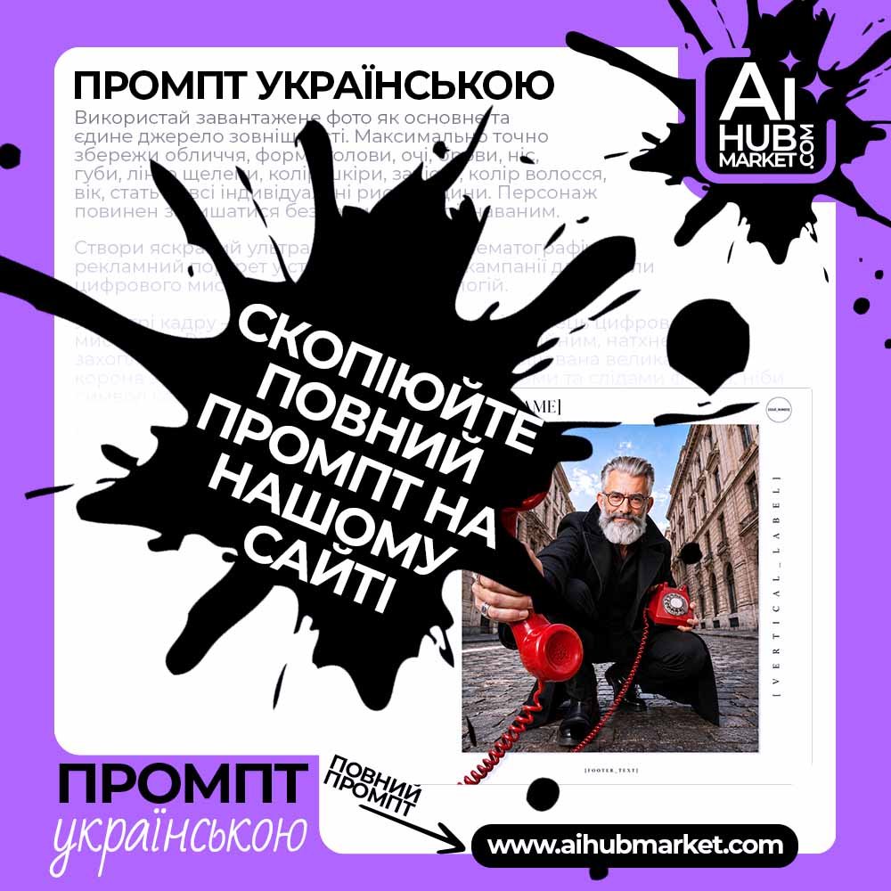 Промпт Fashion-постер із червоним вінтажним телефоном