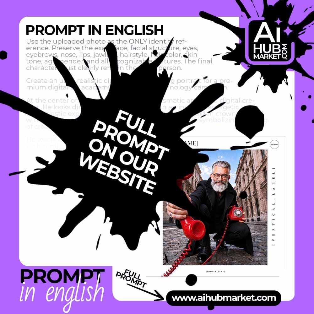 Prompt Fashion Poster with Red Vintage Phone