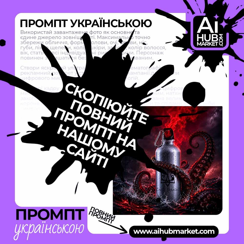 Промпт фентезійна сцена з кракеном для товару