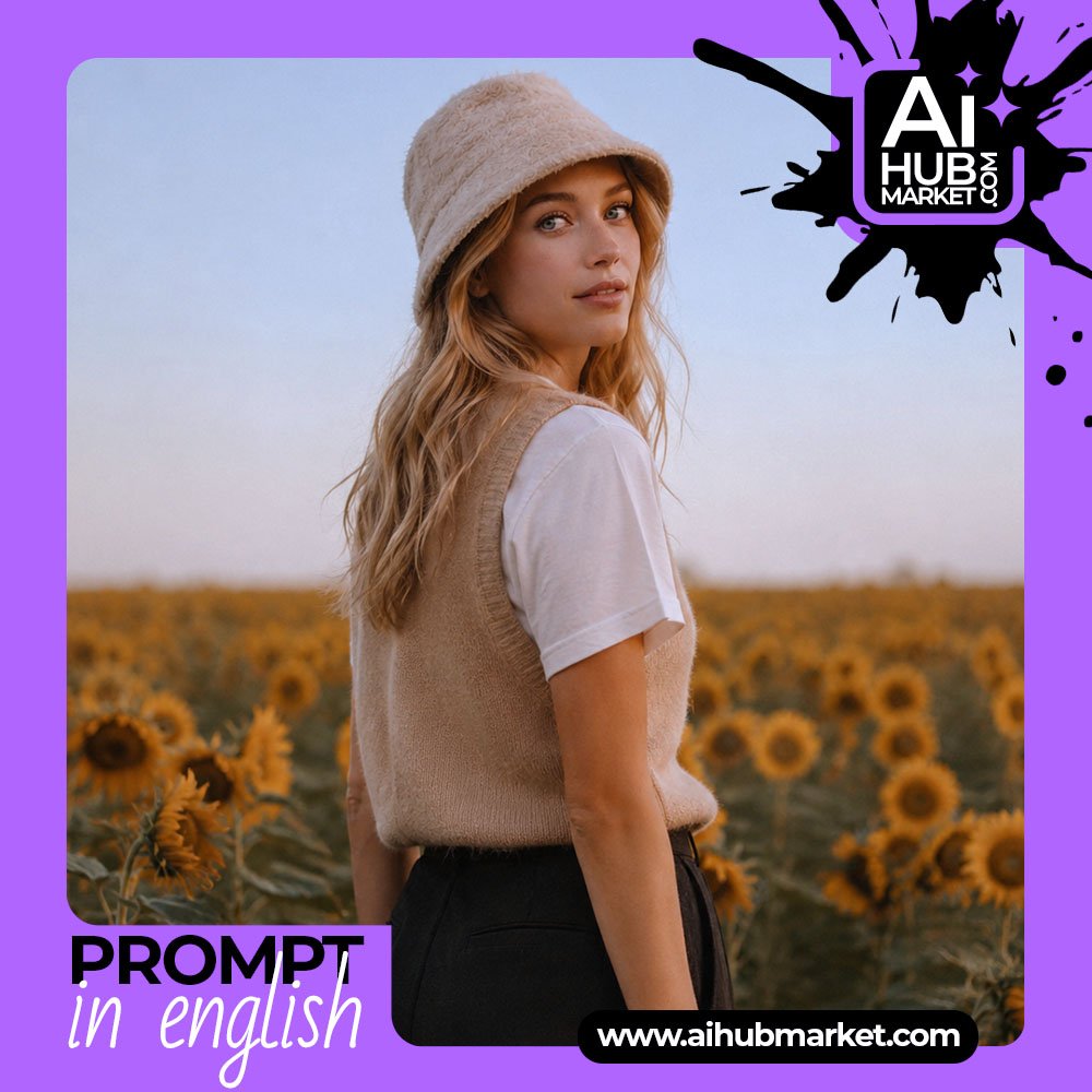 Prompt Girl Among Sunflowers