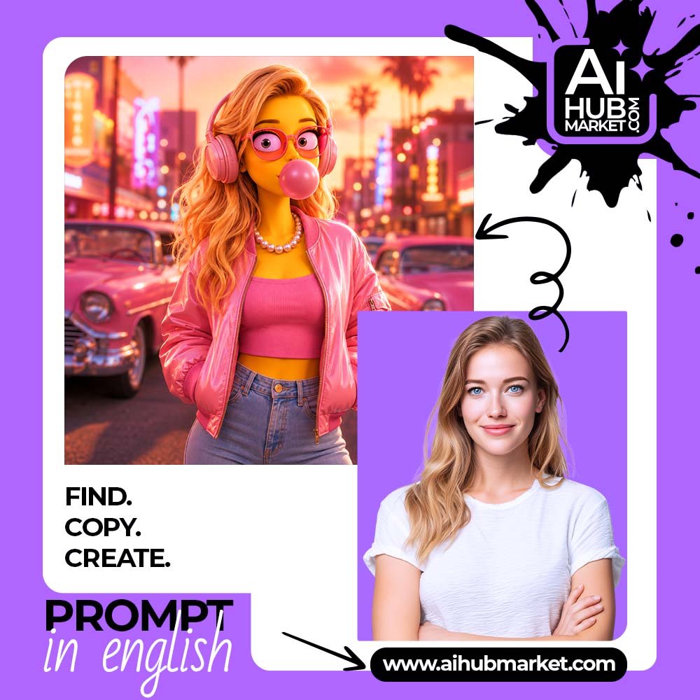 Prompt Glamorous Simpson-Style Portrait