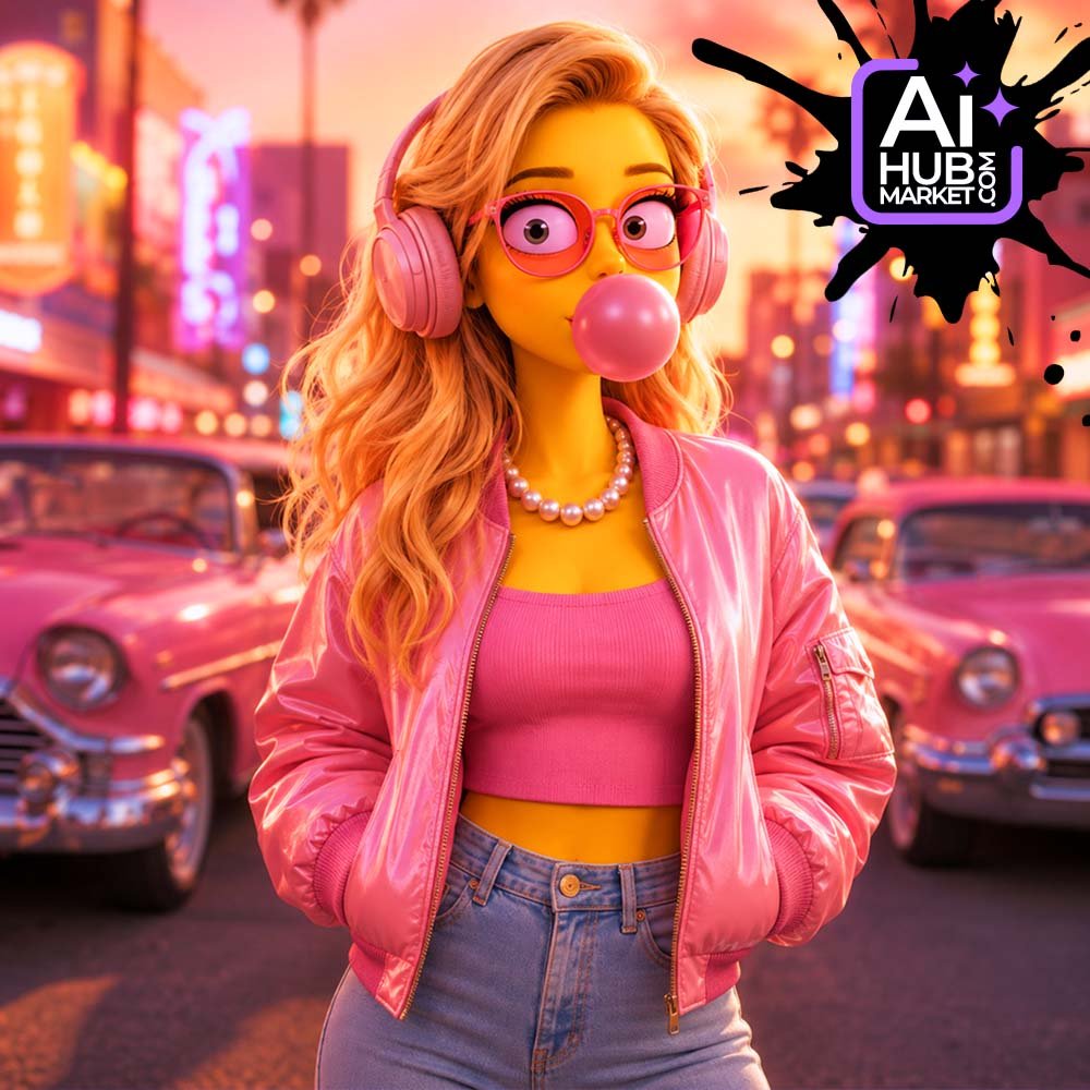 Prompt Glamorous Simpson-Style Portrait