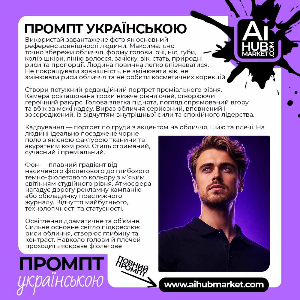Промпт Герой У Фіолетовому Світлі