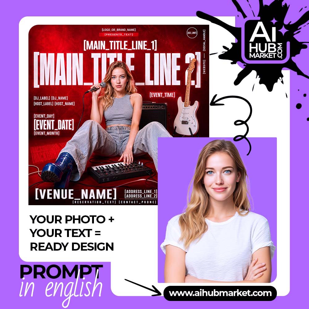 Prompt Karaoke Night Poster with Music Props