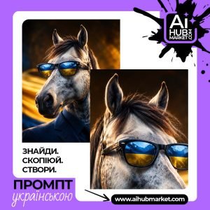 Кінь у стильних окулярах та костюмі