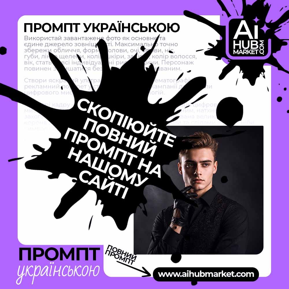 Промпт Кінематографічний чоловічий портрет у темних тонах