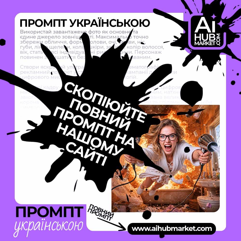 Промпт Кінематографічний хаос у ванній