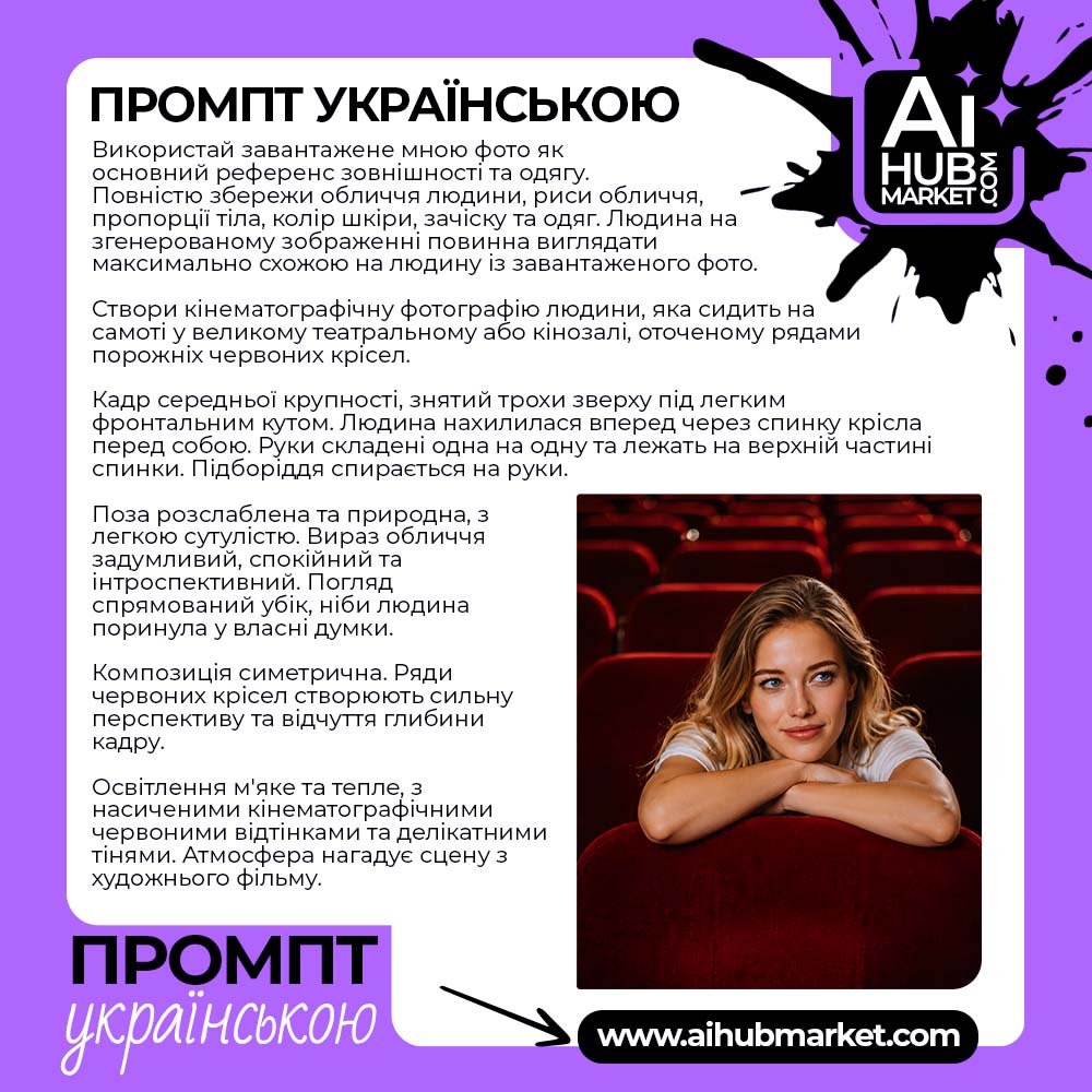 Промпт Кінематографічний Портрет у Театрі