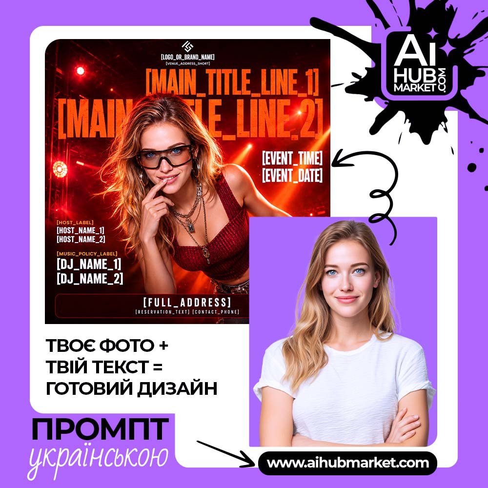 Промпт Клубний постер із червоною концертною сценою