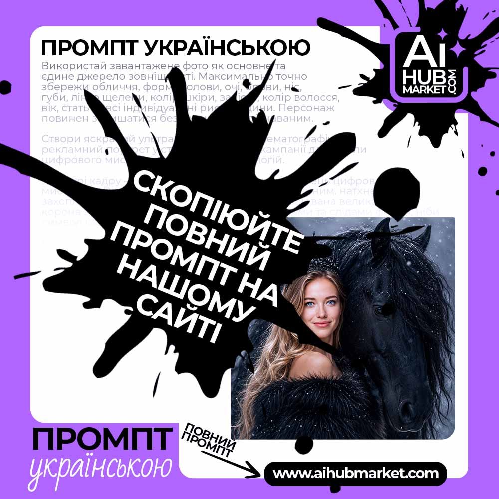 Промпт королева з конем з фото