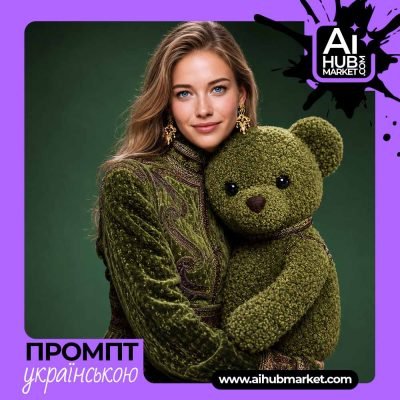 Елегантна жінка з смарагдовим ведмедиком