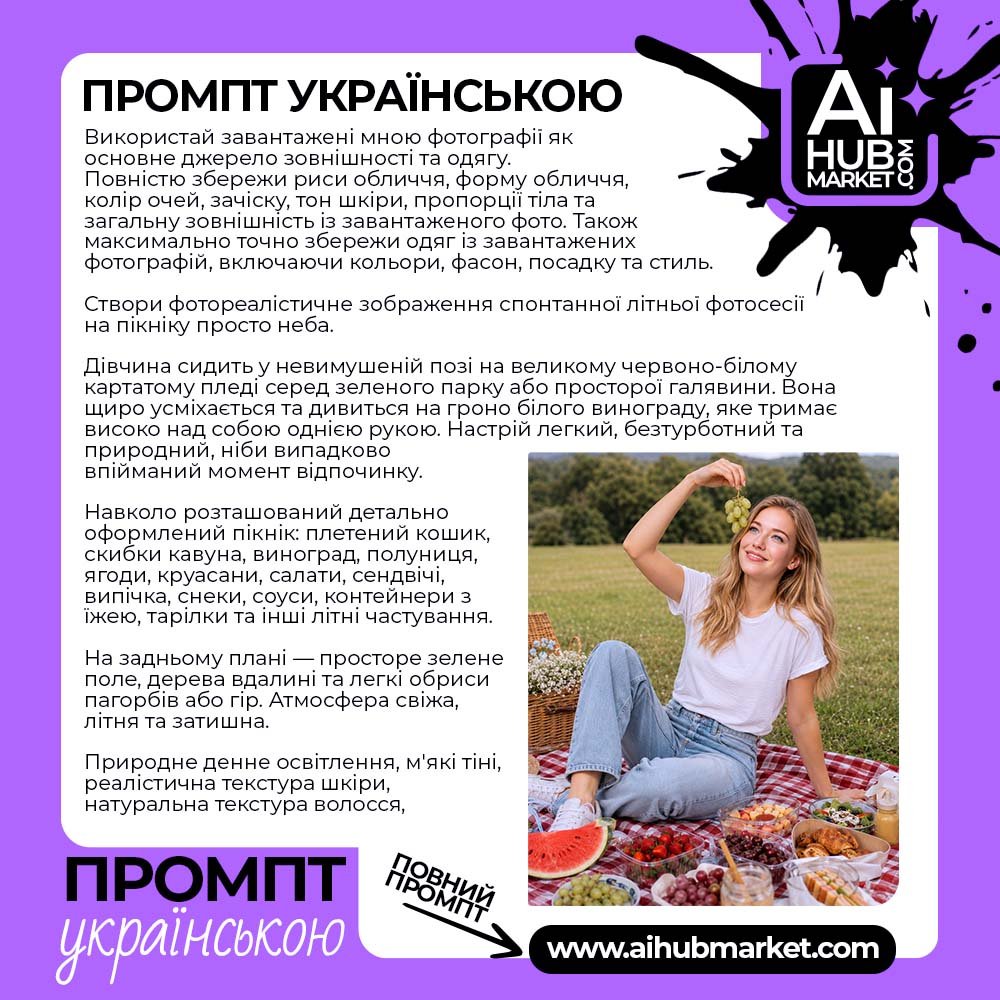 Промпт Літня Фотосесія На Пікніку